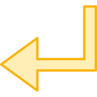 Sol ok vektör simgesi. biçim düz simge sembolü, sarı renk, beyaz arkaplan.