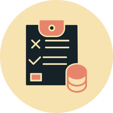 İşaretli ve işaretli belgenin vektör simgesi, düz biçim