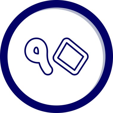 Bir büyüteç ve anahtarın mavi ve beyaz ikonunun vektör çizimi