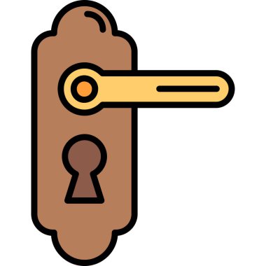 kapı anahtarı simgesi renk ana hatları vektörü