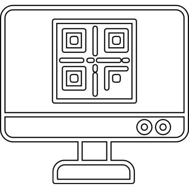 Web için özet biçimi izole edilmiş vektör illüstrasyonunda bilgisayar ekranı simgesi