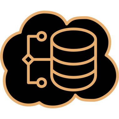 Bulut veritabanı simgesi. Beyaz arkaplanda izole edilmiş web tasarımı için bulut veritabanı vektör simgesinin basit çizimi