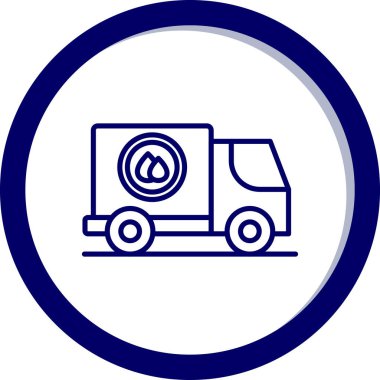 Kamyon ikonu. Vektör biçimi kobalt sembolü, yuvarlak ikonik açılar, kobalt rengi, beyaz arkaplan.