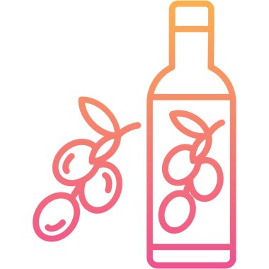 Kirazlı bir şişe şeftali suyu, çizgi ikon vektör çizimi tasarımı