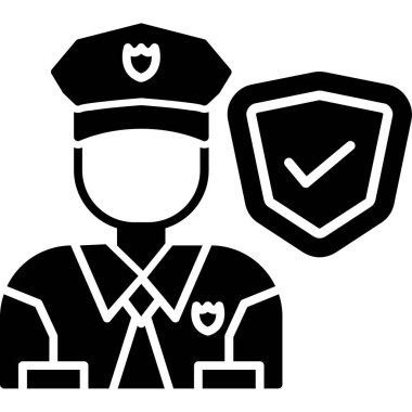 Kalkan simgesi olan asker, vektör illüstrasyonu