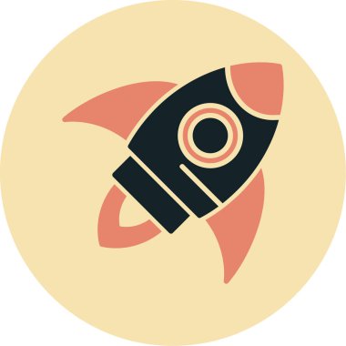 Roket. Web simgesi basit illüstrasyon