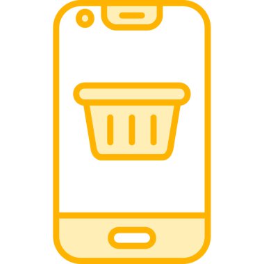 Sepet ve sepet vektör resimli cep telefonu