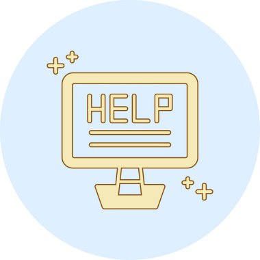 beyaz arkaplanda soru simgesi olan çizgi bilgisayar monitörü ekranı. Monitörün önüne yardım edin. Renkli taslak konsepti. vektör.