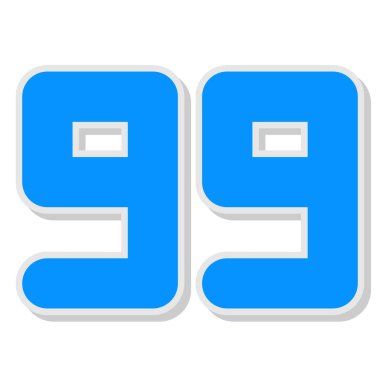 9 numaralı simge. Beyaz arkaplanda gölgesi olan mavi harf 9 numara