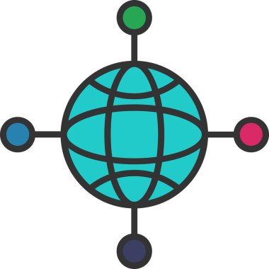 Yerküre küresel simgesi Doldurulmuş dış hat biçimi