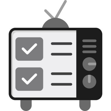 Televizyon kontrol ikonu. Beyaz arkaplanda izole edilmiş web tasarımı için TV kontrol vektör simgesinin basit çizimi