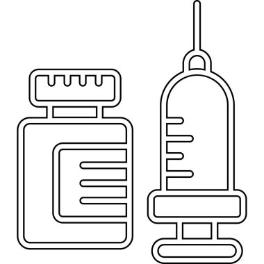 İlaç ve haplarla dolu bir ilaç şişesi. Siyah çizgili vektör çizimi. tıp konsepti
