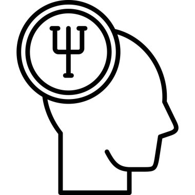 Beyin ikonu olan insan kafası. Web tasarımı için beyin vektör simgesi olan insan kafasının basit bir çizimi