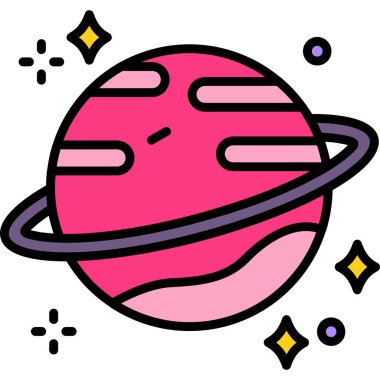 vektör karikatür gezegeni satürasyon simgesi beyaz arkaplanda izole