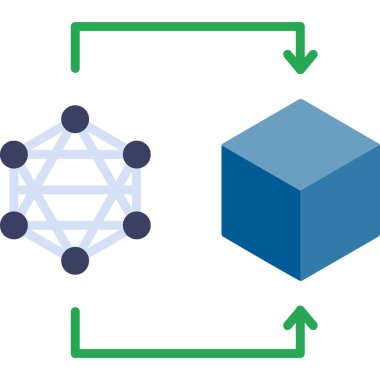 Blockchain teknoloji simgesi. blok zincirinin düz tasarımı