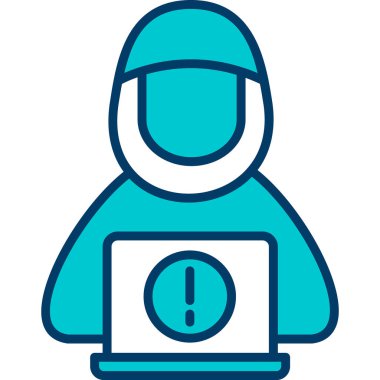 Dizüstü bilgisayar simgesi olan adamın vektör illüstrasyonu