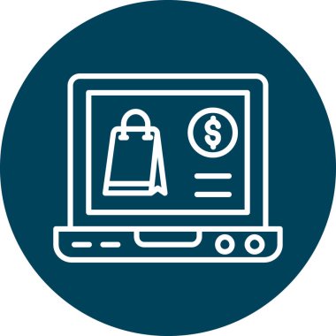 Dolar işareti ve vektör illüstrasyonuyla çevrimiçi alışveriş