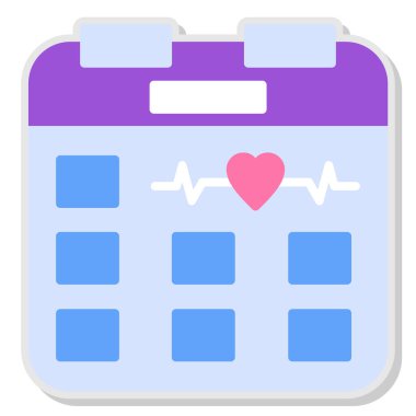 Düz dizaynlı kalp takvimi simgesi