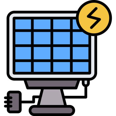 Güneş enerjisi simgesi. özet güneş paneli vektör simgesi rengi düz izole