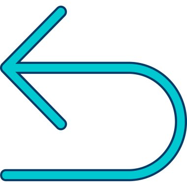 yön sol vektör çizgisi simgesi. biçim çizgi sembolü, mavi renk, beyaz arkaplan.