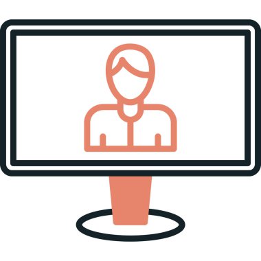 Konferans ikonu. Web için çevrimiçi vektör simgelerinin özet çizimi