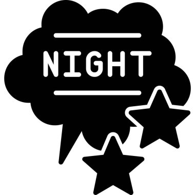 Beyaz arkaplan vektör illüstrasyonunda gece kelimesi