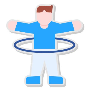 Bir çocuk büyük mavi bir daire tutuyor..