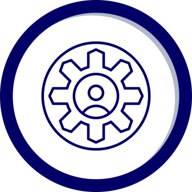 Vites vektör simgesi. biçim iki renkli düz ikonik semboldür, yuvarlak mavi simge, yuvarlak açılar, beyaz arkaplanda gri renkler.