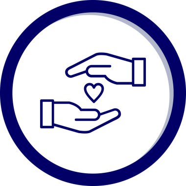 Kalp bakım el yuvarlak simgesi