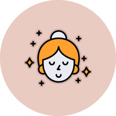 Yıldız ikonu olan bir kadın. Yıldız vektör simgesine sahip hatları çizili kadın düz izole edilmiş