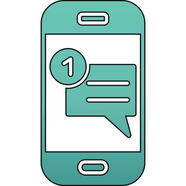 konuşma balonu ve ileti simgesi olan cep telefonu