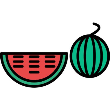 Karpuz meyvesi ikonu. anahat karpuz meyve vektör simgesi rengi düz izole