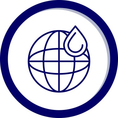 küresel ağ simgesi. Vektör biçimi düz ikonik semboldür. yuvarlak açılar, kobalt rengi, beyaz arkaplan.