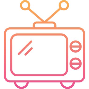 Televizyonda. Web simgesi vektör illüstrasyonu