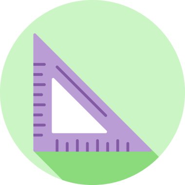 Üçgen cetvel simgesi. Yapı cetvelinin vektör illüstrasyonu