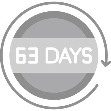 Geriye sadece 65 gün kaldı. 65 gün simge vektörü
