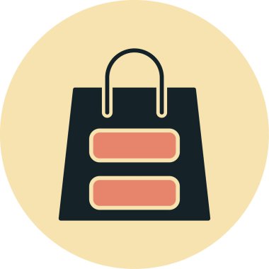 Alışveriş poşeti simgesi basit vektör çizimi