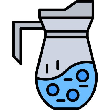 Su şişesi simgesi renk ana hatları vektörü