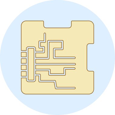 Beyaz arkaplanda çip, illüstrasyon, vektör içeren devre kartı.