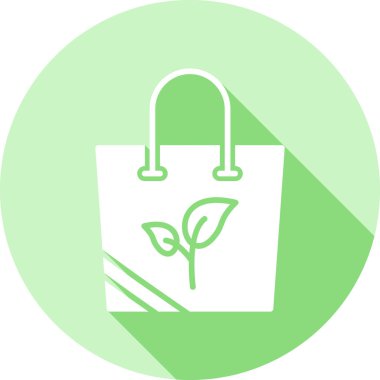 Yaprak simgesi ve vektör illüstrasyonlu alışveriş çantası