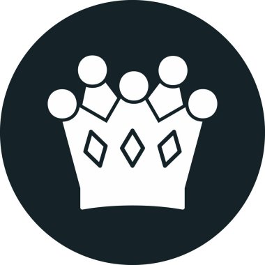 Taç vektör simgesi. biçim iki renkli düz sembol, koyu gri ve beyaz renkler, yuvarlak açılar, gümüş arkaplan