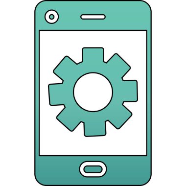 Dişliler izole edilmiş simgeyle akıllı telefon