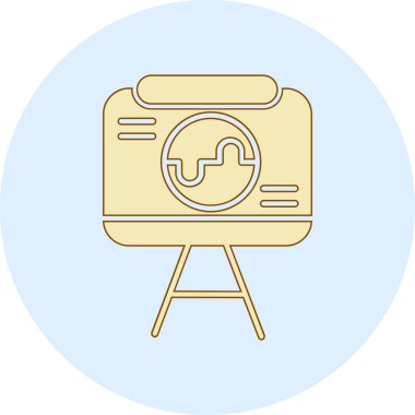 Basit vektör simgesi, büyüteçli kameranın çizimi