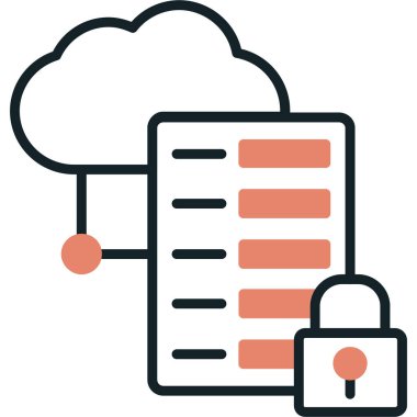 Ana hatlar biçiminde bulut depolama veri simgesi