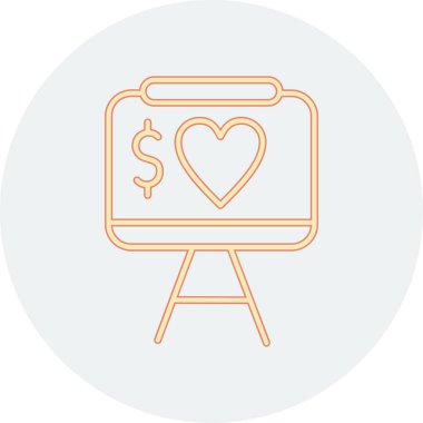 para çantası kalp çizgisi simgesi, konsept, vektör illüstrasyonu