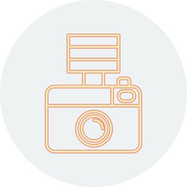 Kamera ince çizgi simgesi. teknoloji ve hobi taslak biçimi, vektör grafikleri, renkli resim, beyaz arkaplan ve web konsepti.