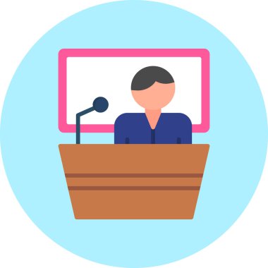 Konferans düz vektör simgesi