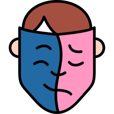 Erkek yüz ikonu. Yüz yüzeysel vektör illüstrasyonunu düz şekilde yapın. beyaz üzerine izole