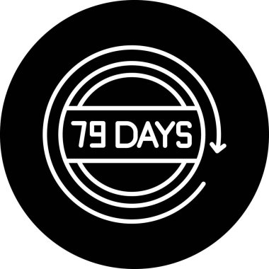Beyaz arkaplan işareti üzerinde 79 gün siyah damga, düz biçim, vektör illüstrasyonu