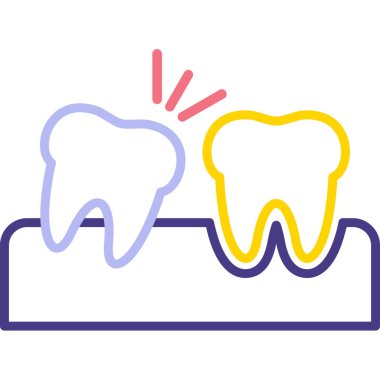 Diş ikonu. Web için dişçilik vektör simgelerinin özet çizimi